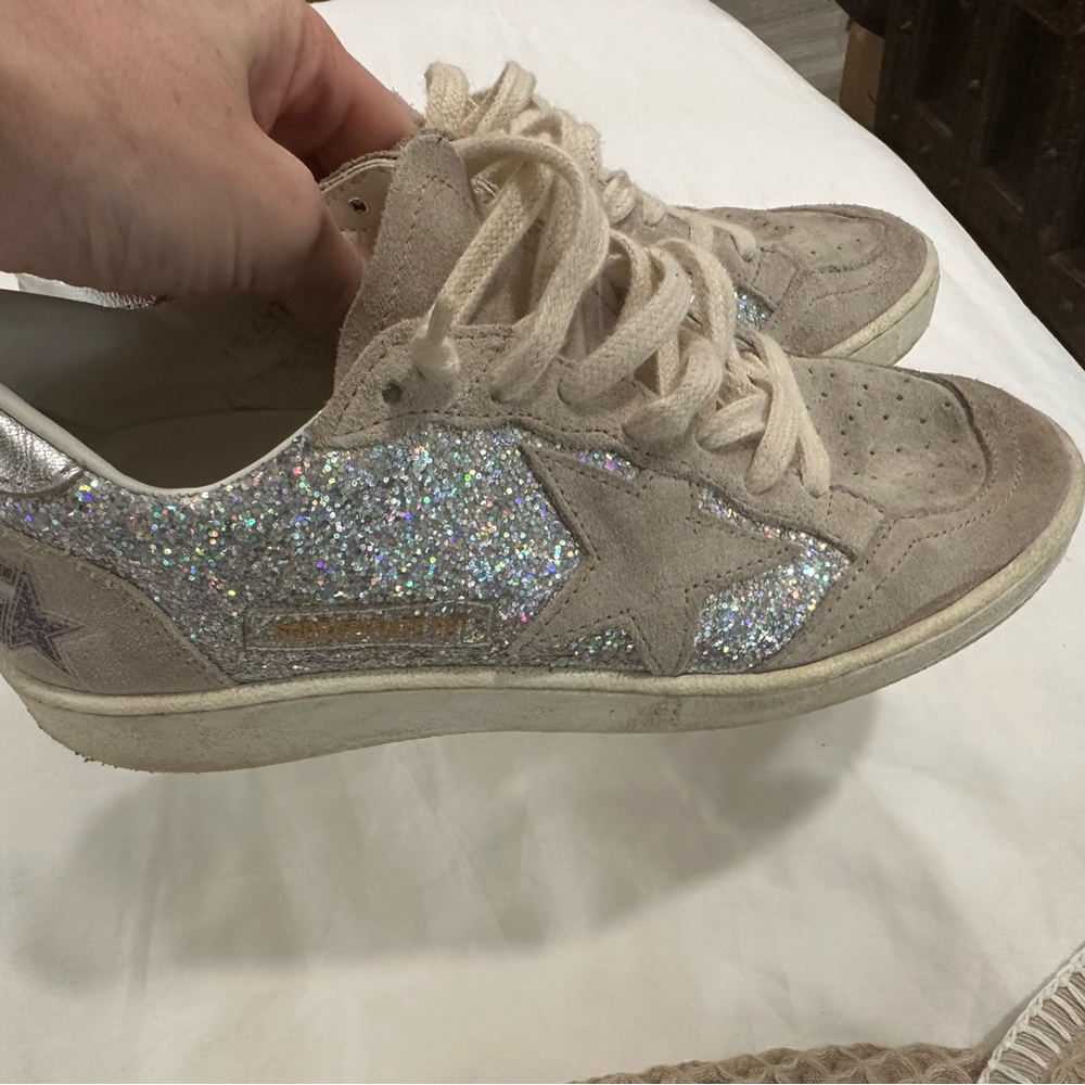 Golden Goose Glitter Sneakers - Silver and Cream - Picture 2 of 7